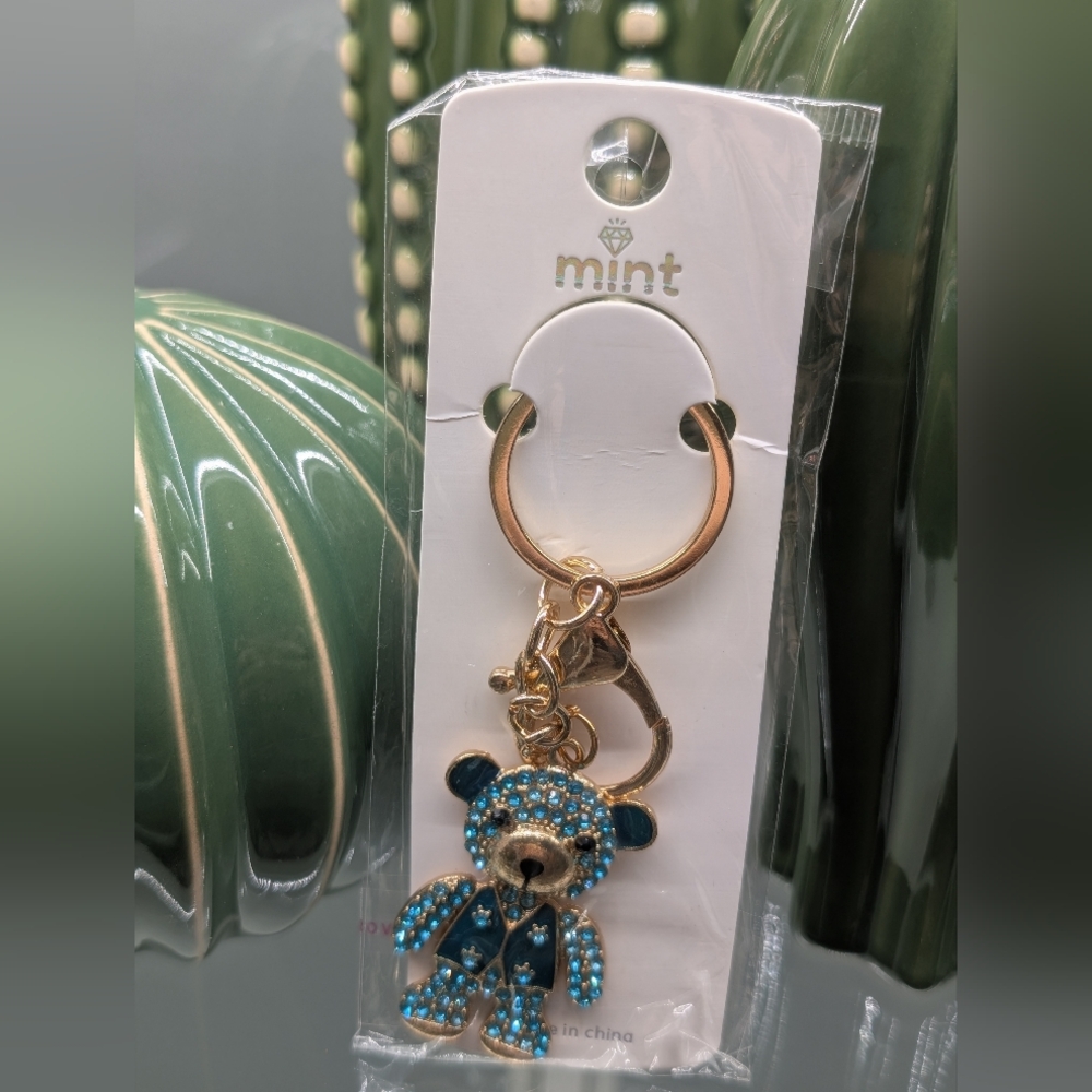Mint Gold And Teal Blue Bear Keychain/Bagcharm